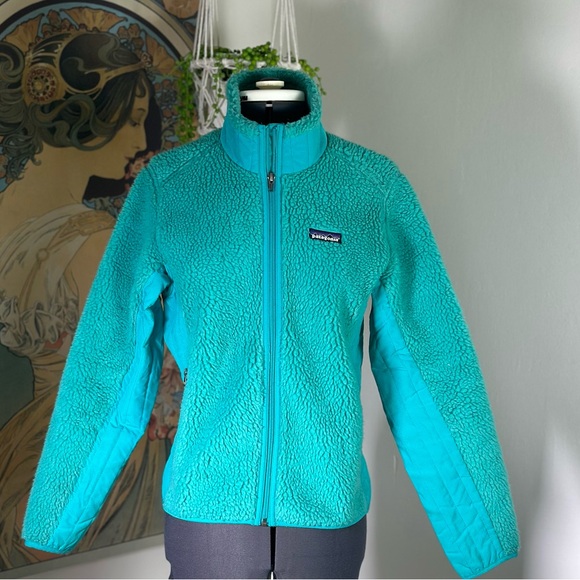 Women’s Patagonia Retro-X Fair Aqua Turquoise Fleece Zip Up Jacket - Picture 3 of 8